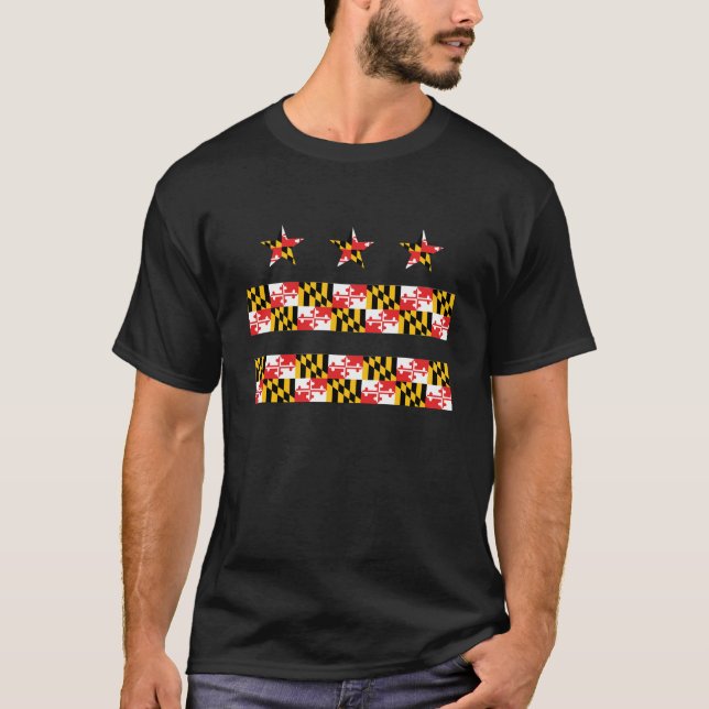 Maryland flagga på DC-flagga Tee (Framsida)