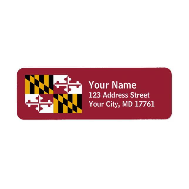 Maryland Flagga Returetiketters Red Returadress Etikett (Framsidan)