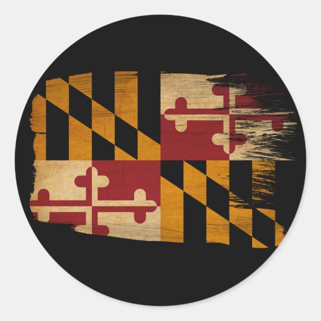 Maryland Flagga Runt Klistermärke (Framsida)