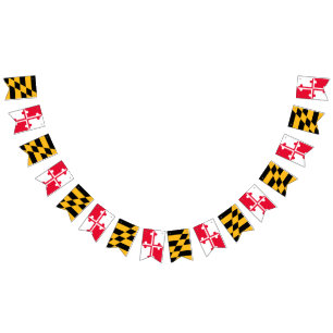 Maryland flagga som Bunting banret - standertbaner