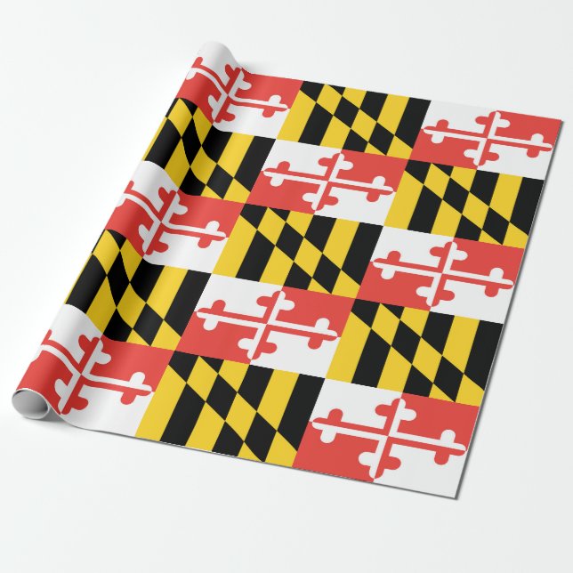Maryland flagga som slår in papper, 30" x 6', presentpapper (Utrullad)