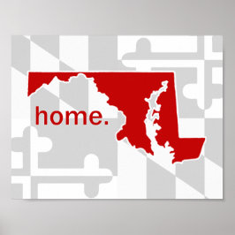 Maryland Flagga/State pop of färg - red Poster