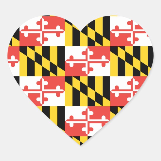 Maryland Flagga Stickers Hjärtformat Klistermärke (Framsida)