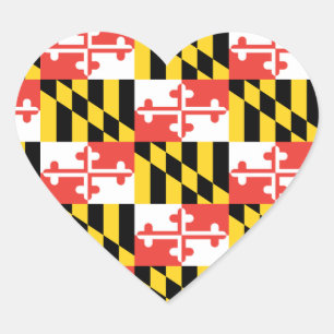 Maryland Flagga Stickers Hjärtformat Klistermärke
