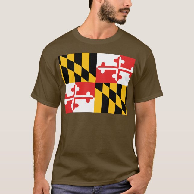Maryland Flagga Tee Shirt (Framsida)