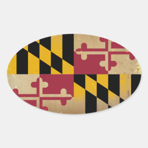 Maryland Flagga VINTAGE.png Ovalt Klistermärke