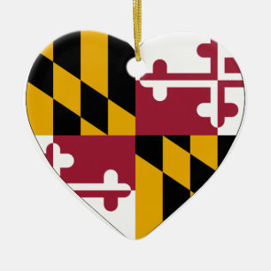 Maryland flaggahjärta julgransprydnad keramik