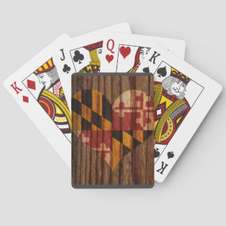 Maryland flaggahjärta på det Wood temat Casinokort