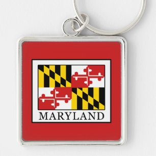 Maryland Fyrkantig Silverfärgad Nyckelring