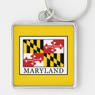 Maryland Fyrkantig Silverfärgad Nyckelring