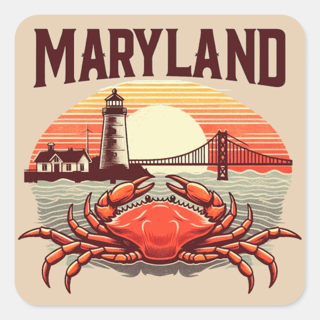 Maryland Fyrkantigt Klistermärke (Framsida)