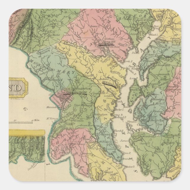 Maryland Fyrkantigt Klistermärke (Framsida)