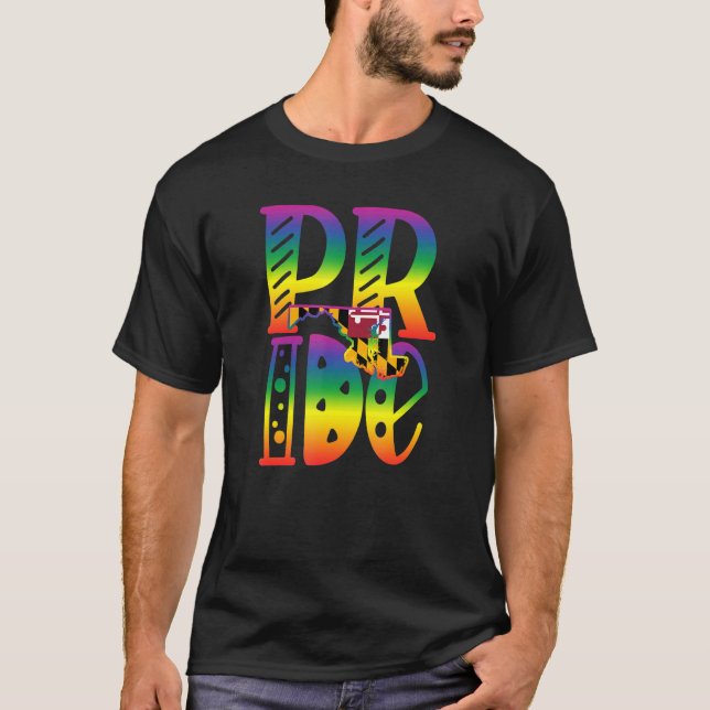 Maryland Gay pride i Block Brev T Shirt (Framsida)