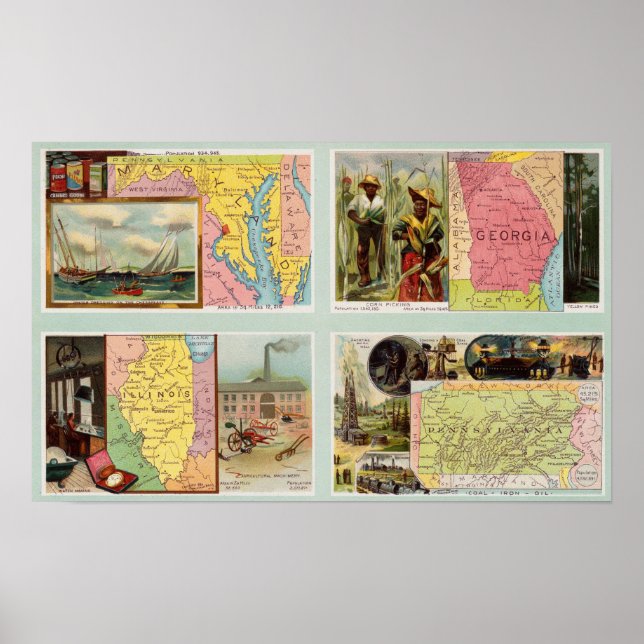 Maryland, Georgia, Illinois, Pennsylvania Poster (Framsidan)