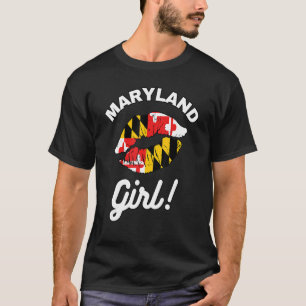 Maryland Girl MD Statlig flagga Läppar Kiss Baltim T Shirt
