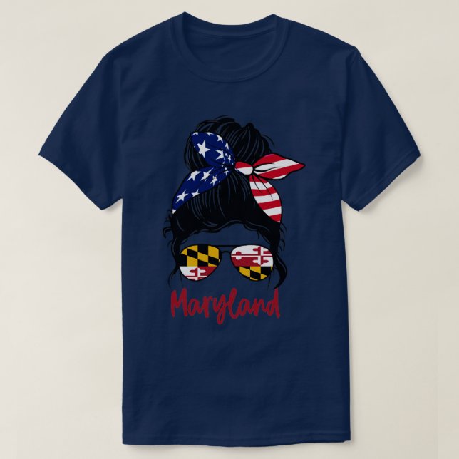 Maryland Girl Messy bun American Girl Maryland Fla T Shirt (Design framsida)