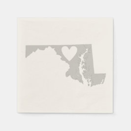 Maryland Grått Karta Shape Heart Cutout Papprare P Pappersservett