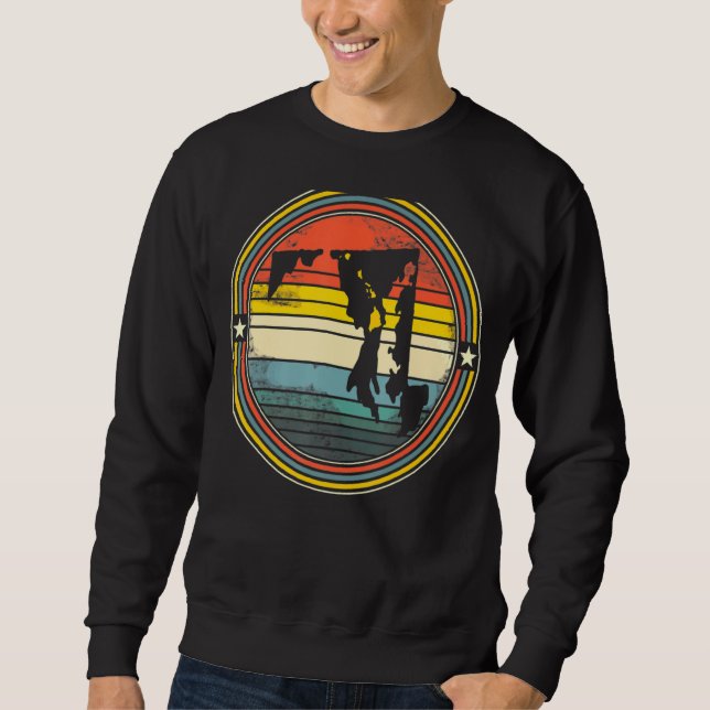 Maryland Hawaii Roots Origine State Karta Retro Fu Lång Ärmad Tröja (Framsida)