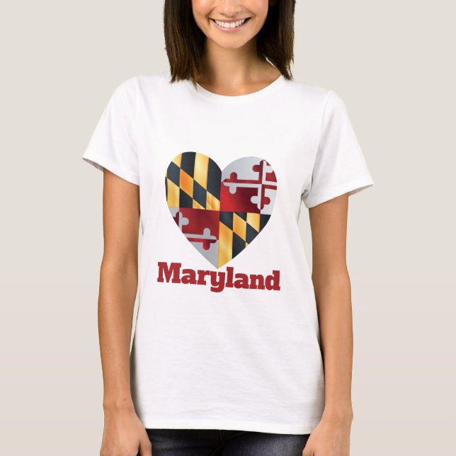 Maryland Heart Flagga T Shirt (Framsida)