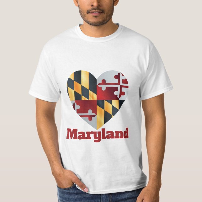 Maryland Heart Flagga T Shirt (Framsida)