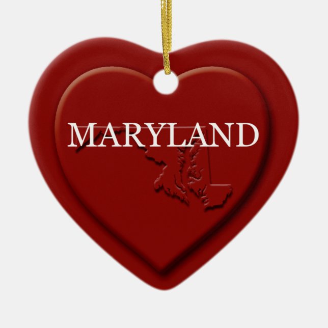 Maryland Heart Karta jul Ornamet Julgransprydnad Keramik (Framsidan)