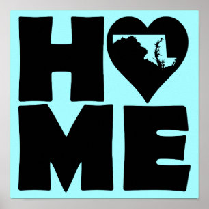 Maryland Hem Heart State Affisch Skylt