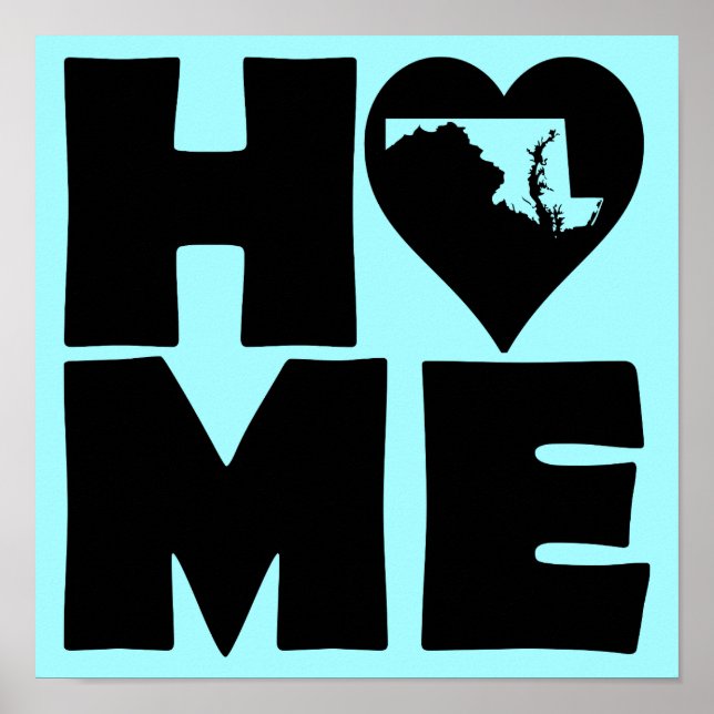 Maryland Hem Heart State Affisch Skylt (Framsidan)
