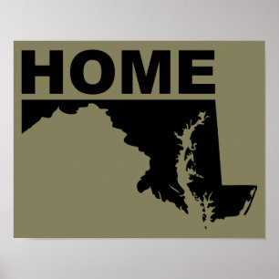 Maryland Hemma Borta Från Stat Poster Skylt