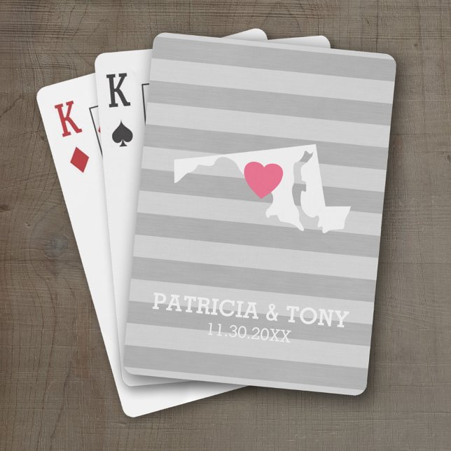 Maryland Home State Kärlek med Anpassningsbar Hear Spelkort (Personalized Playing Cards with a State Map, Movable Heart and Name)