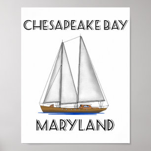 Maryland i sjöbåten Chesapeake Bay Poster