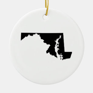 Maryland i svart och vitt julgransprydnad keramik