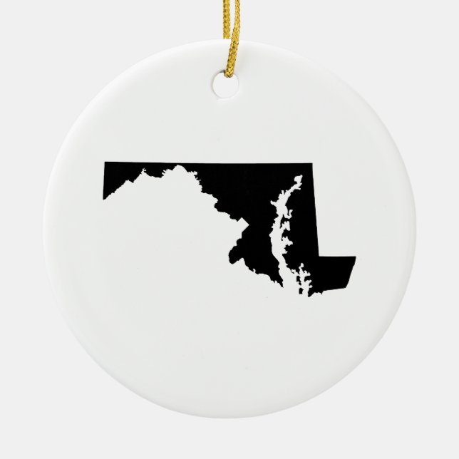 Maryland i svart och vitt julgransprydnad keramik (Framsidan)