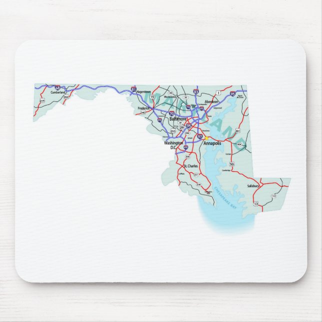 Maryland Interstate Karta Mousepad Musmatta (Framsidan)