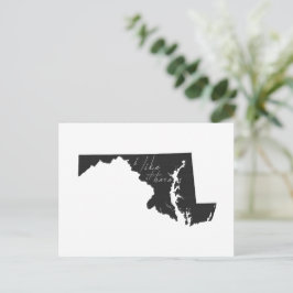Maryland jag gillar det här State Shaped Chalkboar Vykort