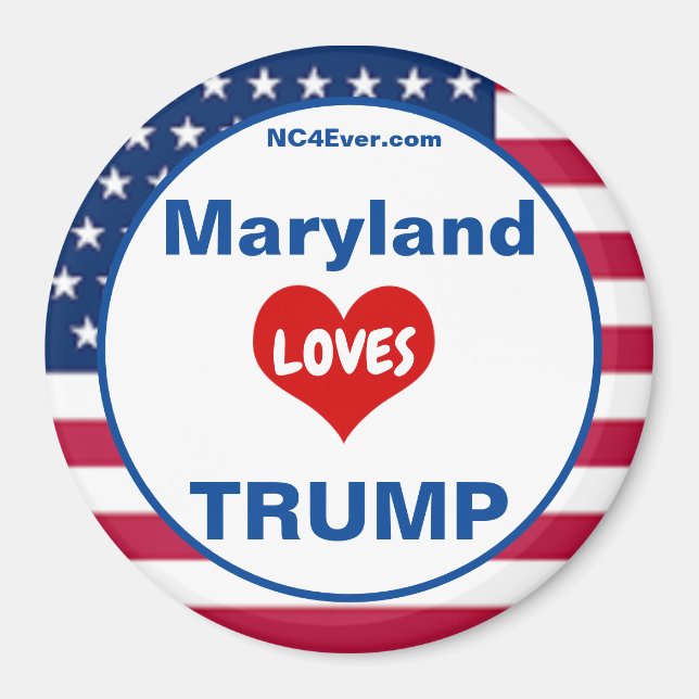 Maryland KÄRLEK TRUMP Patriotic Fridge Magnet (Framsidan)