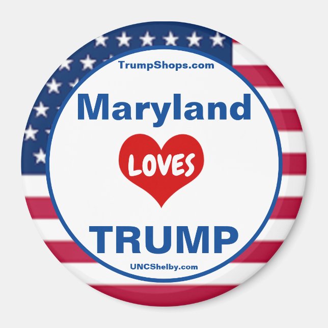 Maryland KÄRLEK TRUMP Patriotic Fridge Magnet (Framsidan)