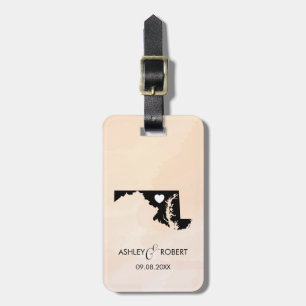 Maryland Karta Bröllop Luggage Tag, Couple's Namn Bagagebricka