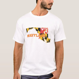 Maryland Karta Shaped Statlig flagga Marylander Fl T-shirt