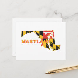Maryland Karta Shaped Statlig flagga Namn Maryland Vykort