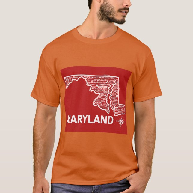 Maryland Karta T Shirt (Framsida)