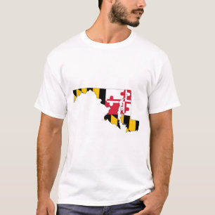 Maryland kontur Karta och Flagga T Shirt