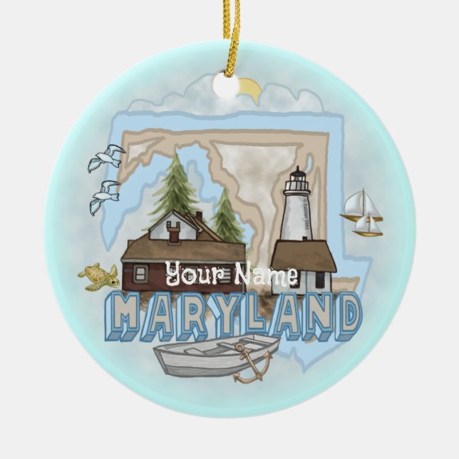 Maryland Lighthouse-eget namn - ornament (Framsidan)