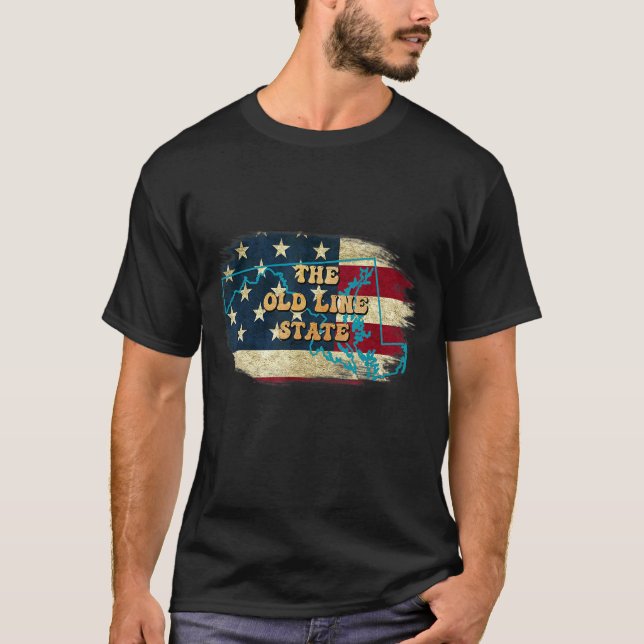 Maryland Md Us Flagga Motto T Shirt (Framsida)