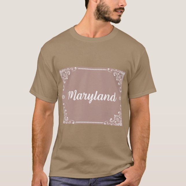 Maryland Monogram Boho Stil Pastell Rosa T Shirt (Framsida)