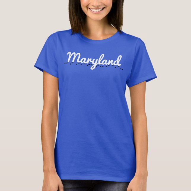 Maryland Morse Code Deep Royal T Shirt (Framsida)