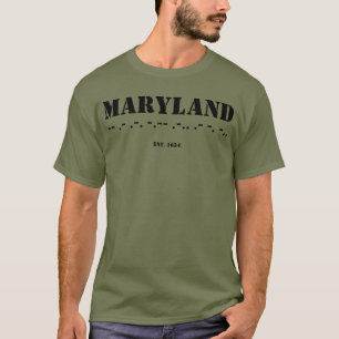 Maryland Morse Code Est 1634 Militär T Shirt