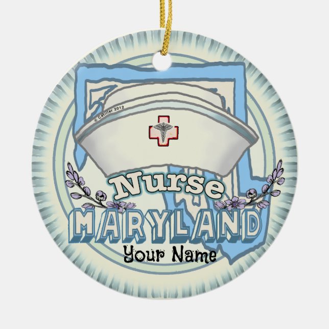Maryland Nurse Julgransprydnad Keramik (Framsidan)