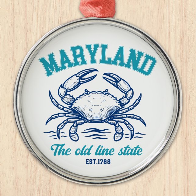 Maryland Old Line State Crab Graphic Julgransprydnad Metall (Skapare uppladdad)