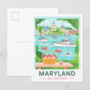 Maryland Old Line State USA Sommarresor Vykort
