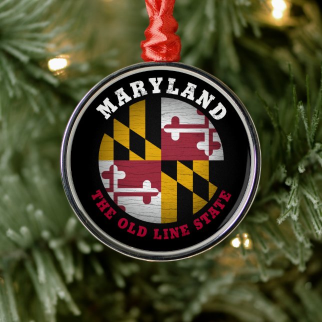 MARYLAND OLD LINE STATLIG FLAGGA JULGRANSPRYDNAD METALL (Träd)